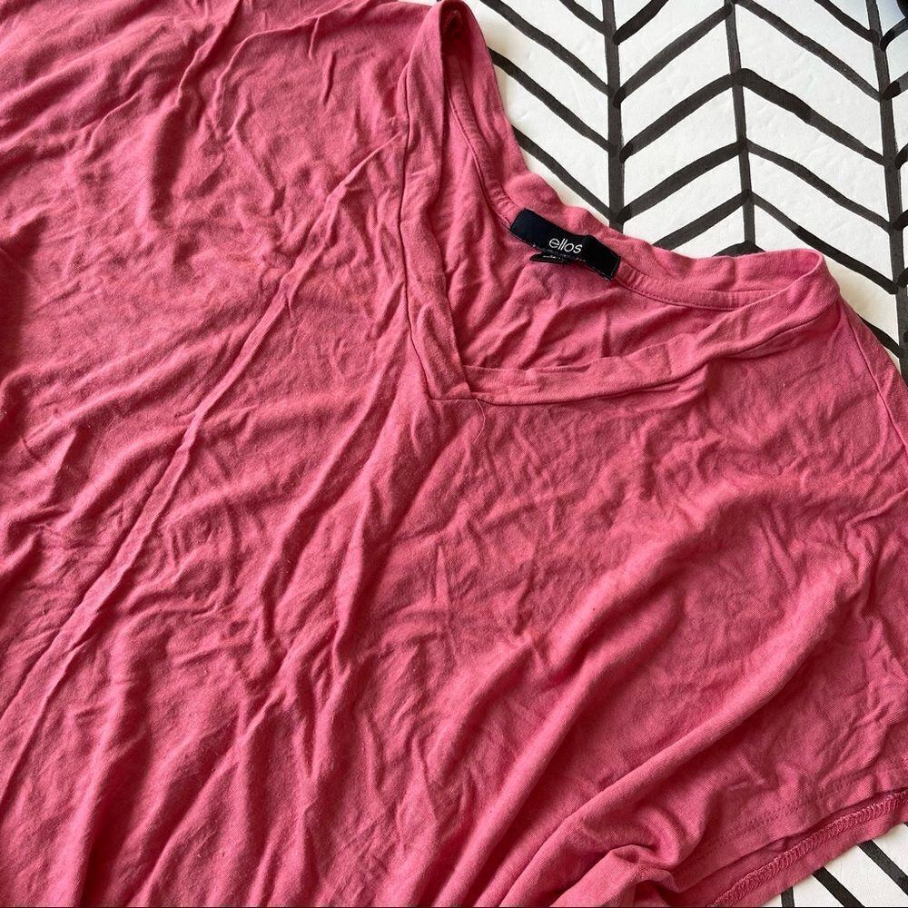 Ellos Cap Sleeve Pink Flowy Tee - Picture 1 of 3